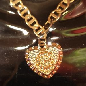 NWOT, Monogram "G" Gold Plated Ankle Bracelet, Adjust.Lobster Clasp w Rhine End